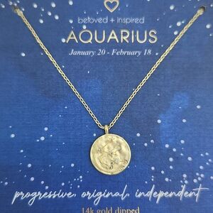 5 for $25! Beloved + Inspired Aquarius Zodiac 14K Gold Dipped Necklace
